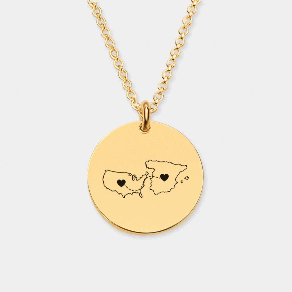 Dual Maps Engraved Necklace