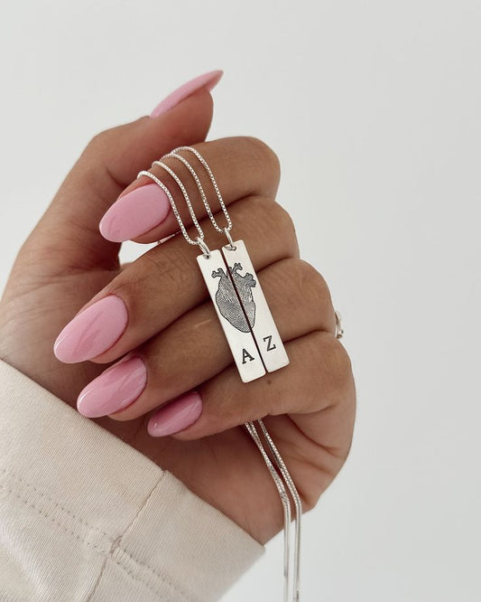 Fingerprint Heart Duo Necklace