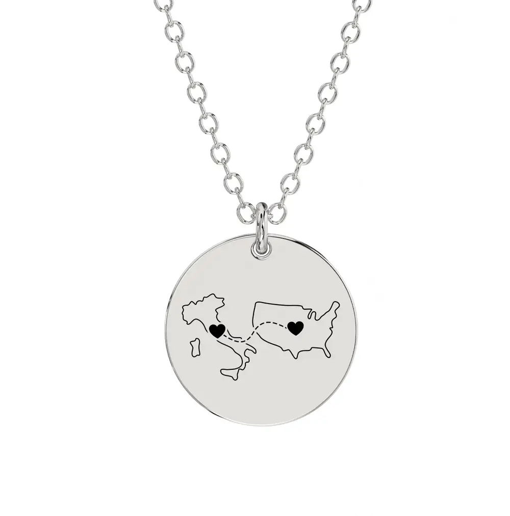 Dual Maps Engraved Necklace