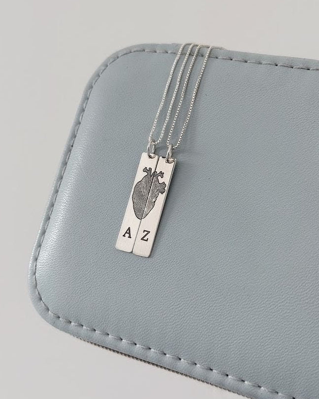 Fingerprint Heart Duo Necklace