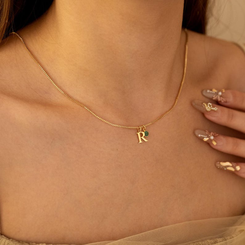 Custom Initial With Birthstone Necklace