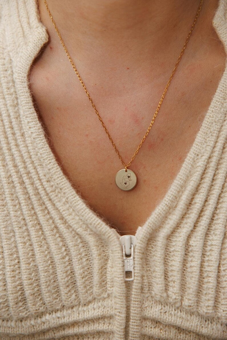 Dual Maps Engraved Necklace