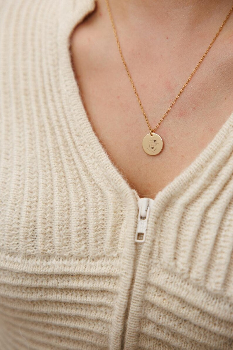 Dual Maps Engraved Necklace