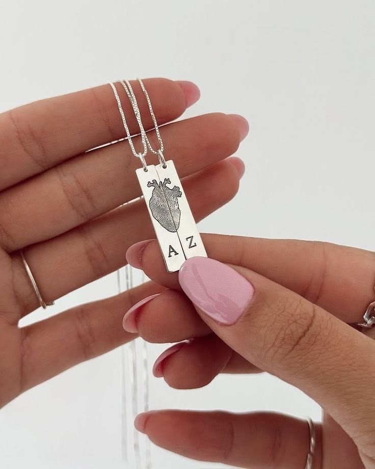 Fingerprint Heart Duo Necklace