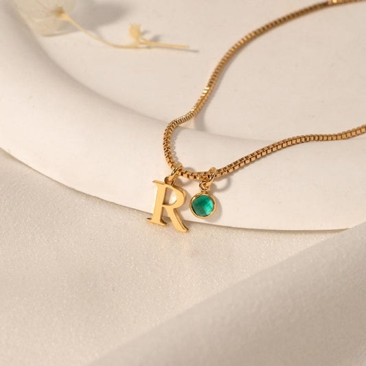 Custom Initial With Birthstone Necklace
